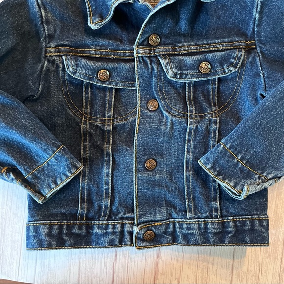 Vtg Pitchriders Dark Wash Jean Jacket Snap Buttons Child 5 6 Western Cowboy - Picture 6 of 16